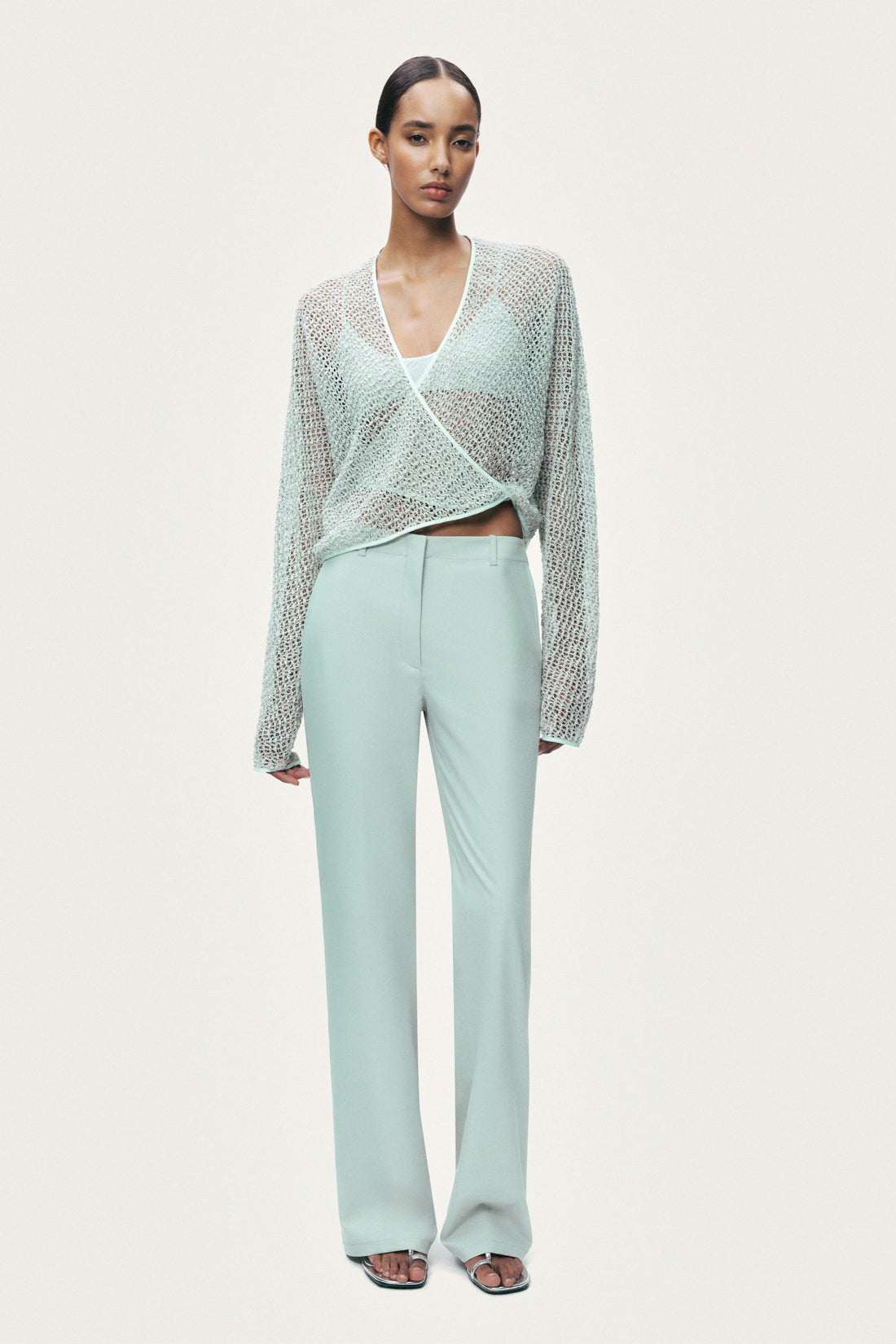 Wrap Mesh Blouse
