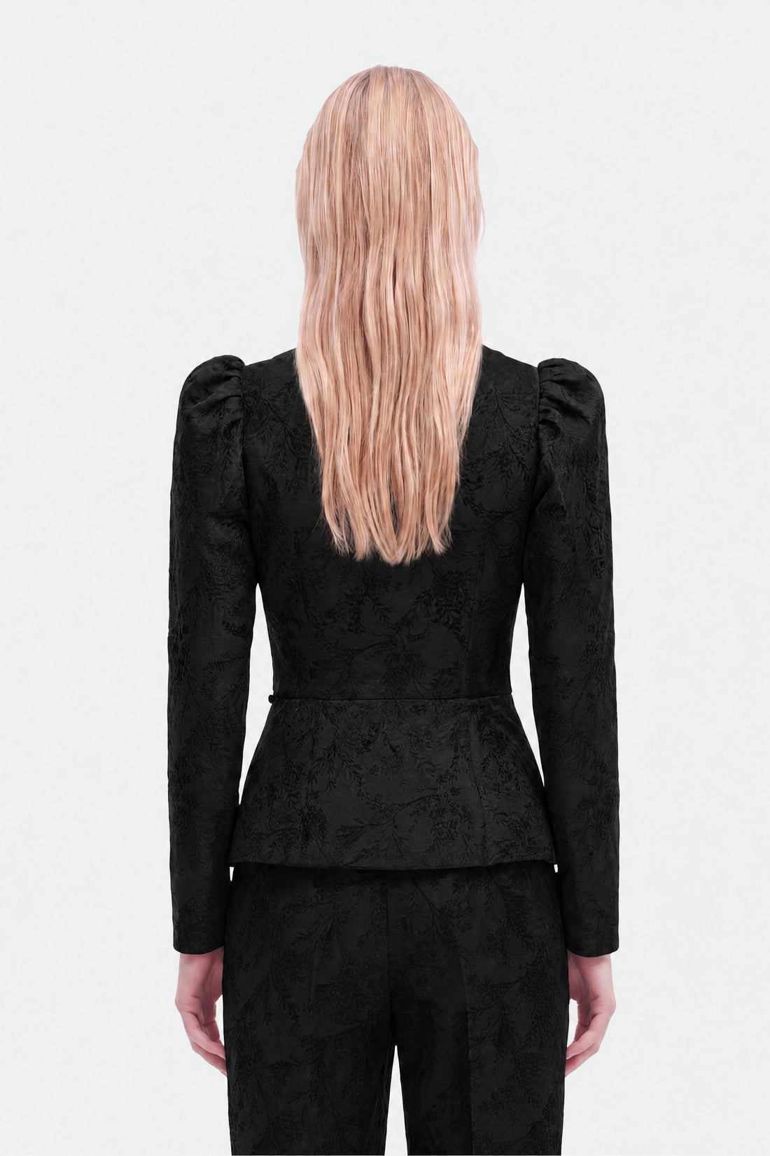 Jacquard Balloon Sleeve Wrap Jacket