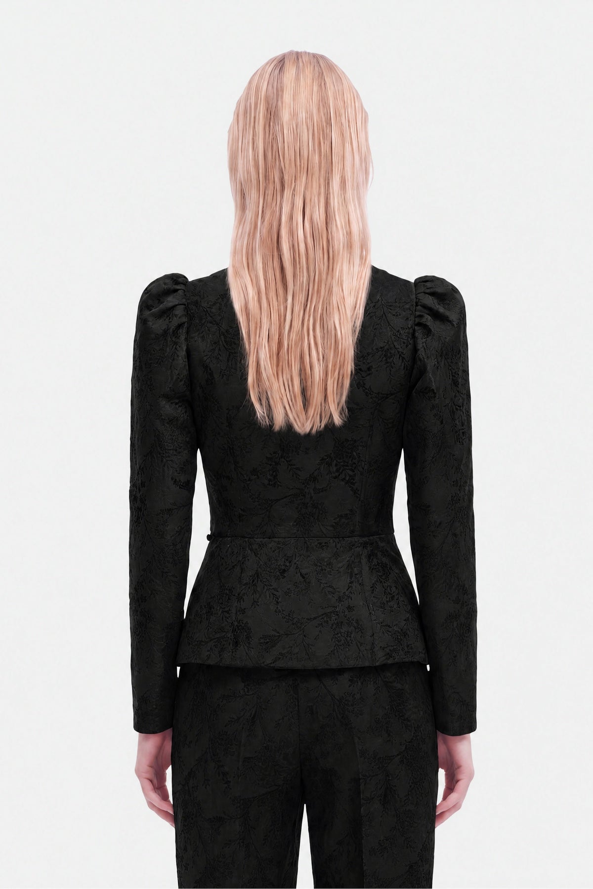 Jacquard Balloon Sleeve Wrap Jacket