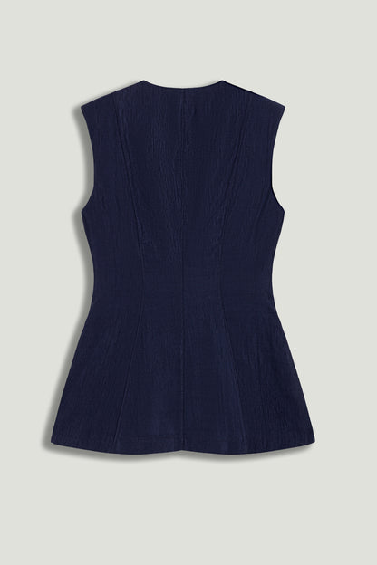 Padded Shoulder V-Neck Structured Vest