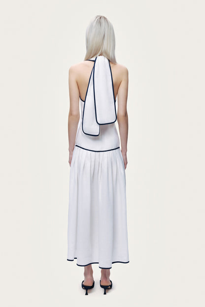 Binding Detail Halterneck Midi Dress