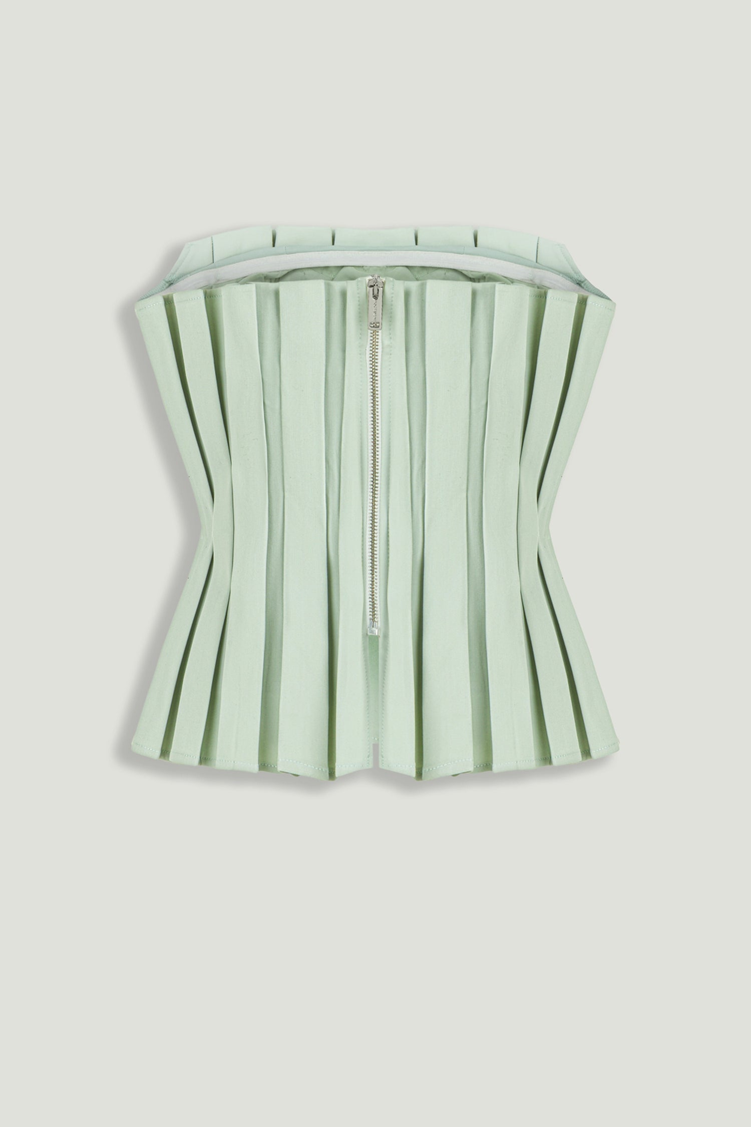 Mint Pleated Strapless Corset Bustier Top