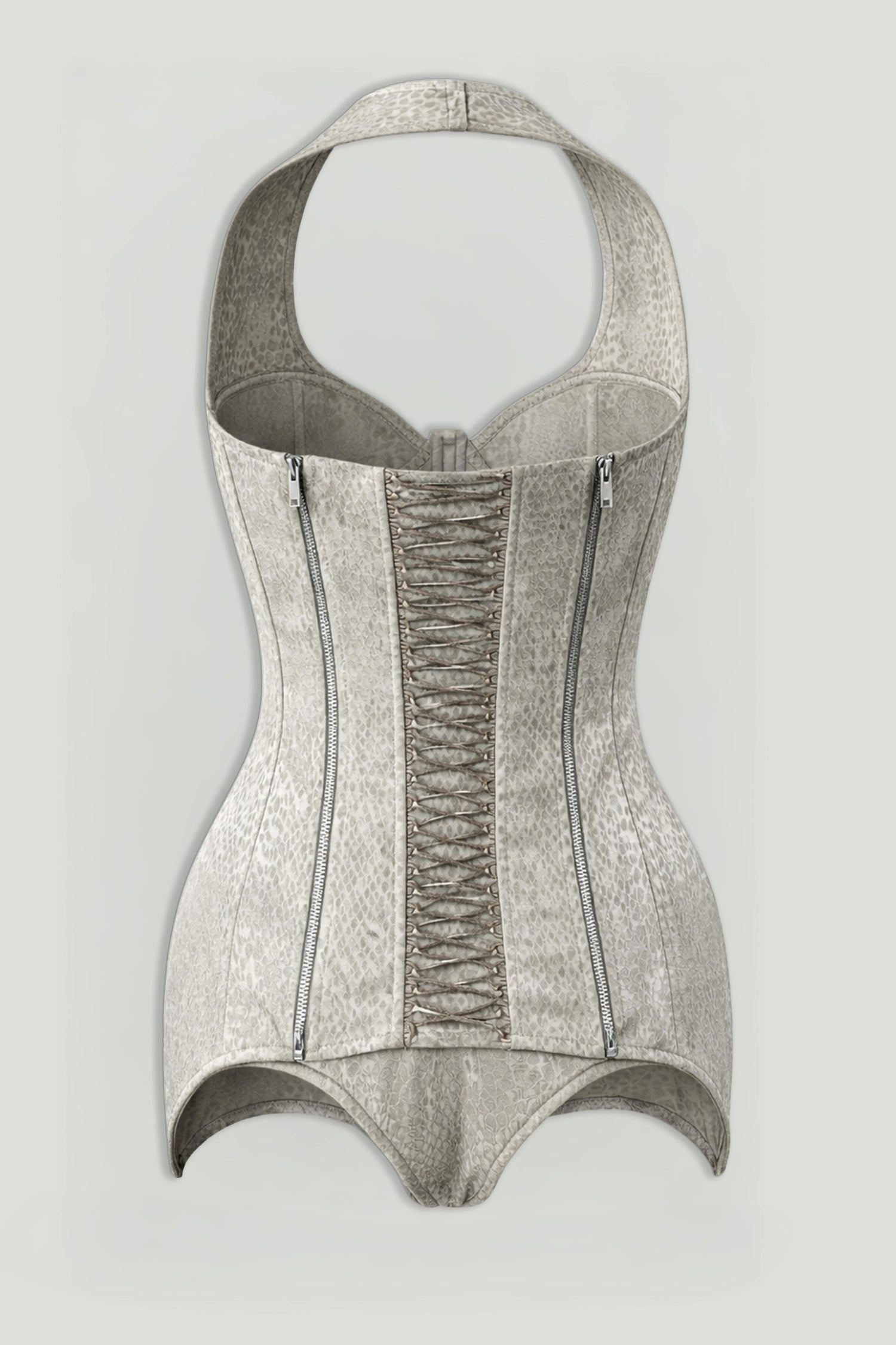 Snake Print Boned Corset Halterneck Body