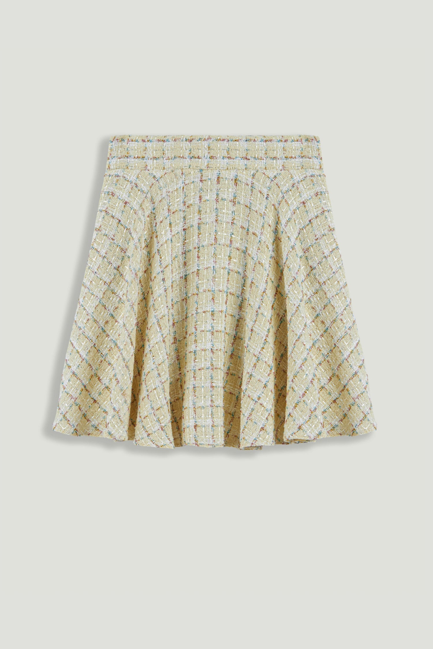 Pleated Frill Tweed Mini Skirt