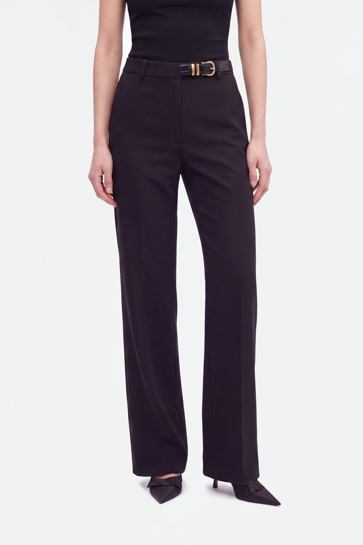 Belted Straight-Leg Trousers