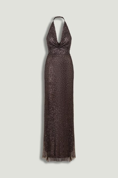 Off-Shoulder Sequin Embellished Maxi Dress