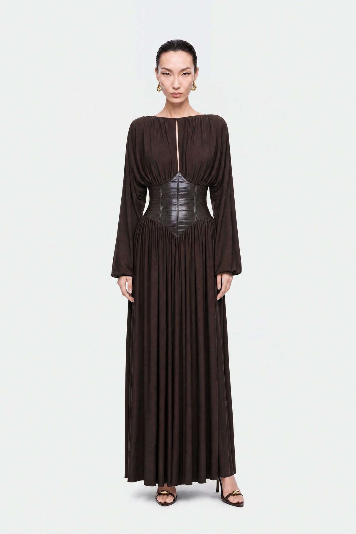 Leather Corset Maxi Dress