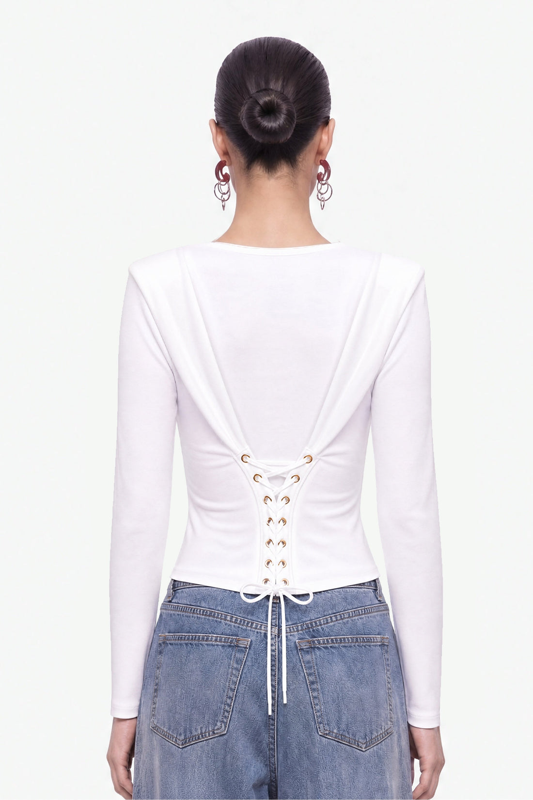 Eyelet Lace Up Blouse