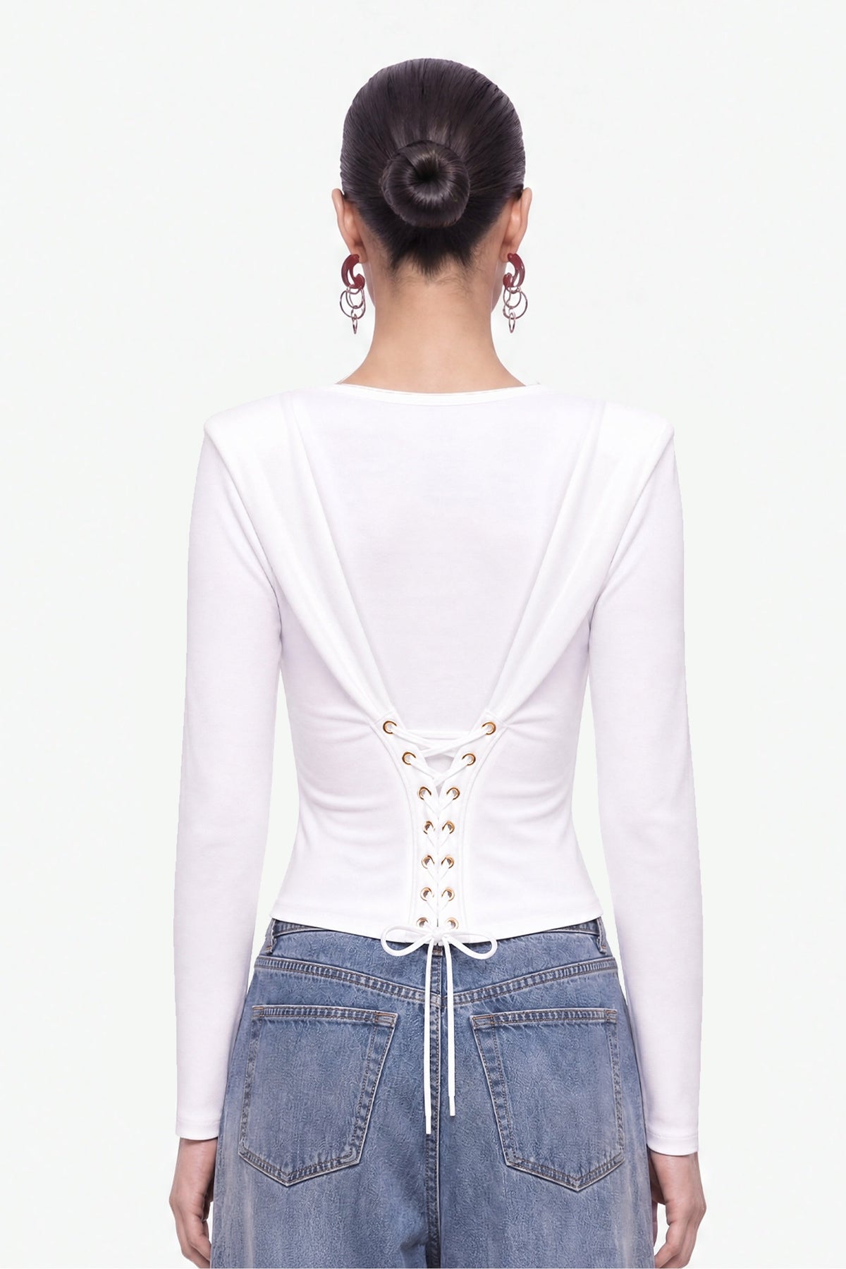 Eyelet Lace Up Blouse
