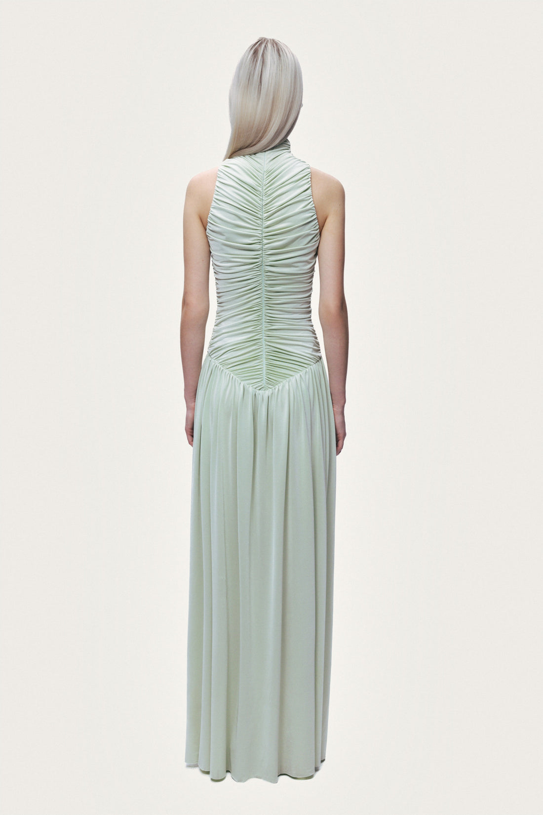 Draped High-Neck Maxi Dress