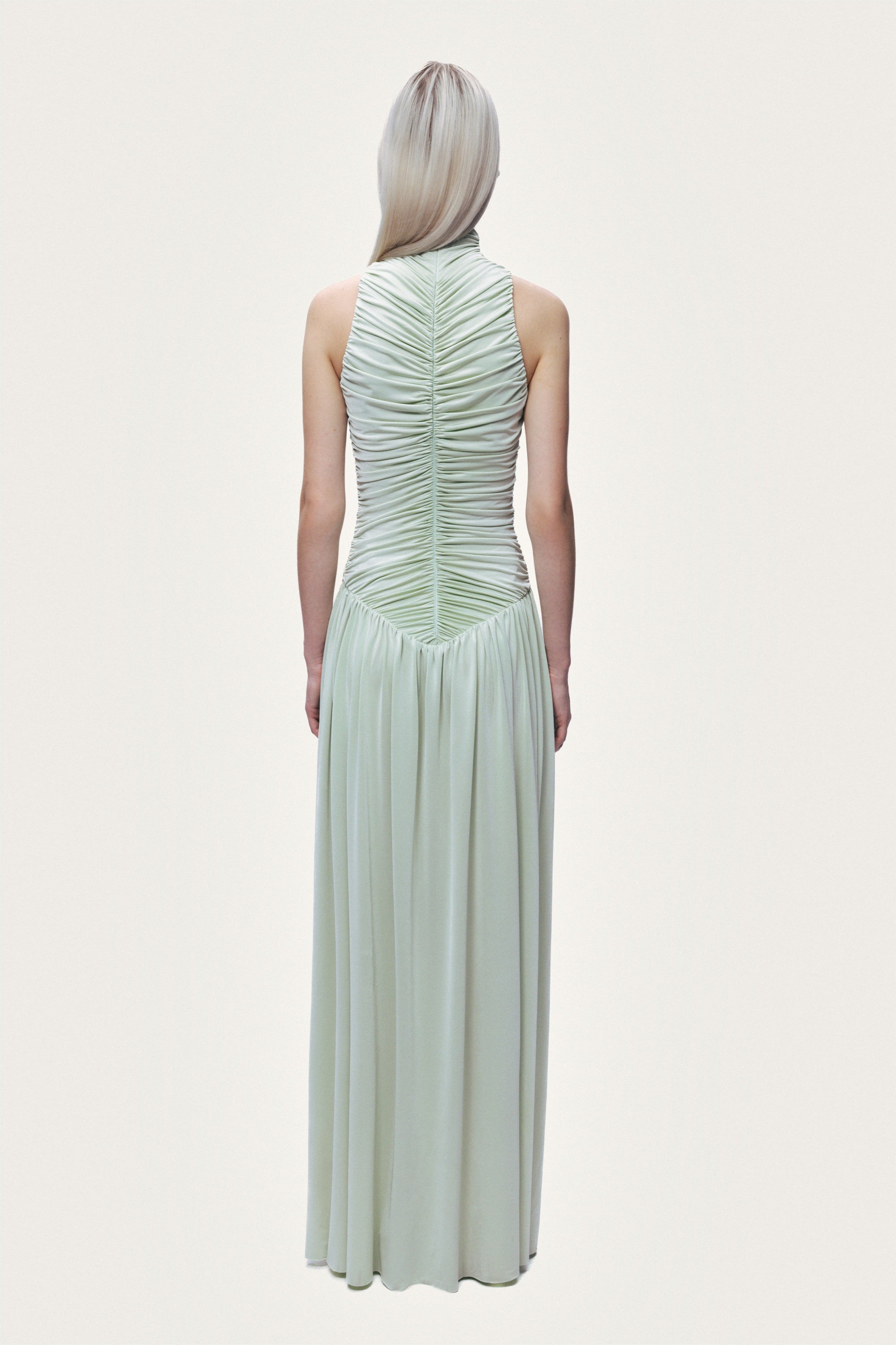 Draped High-Neck Maxi Dress
