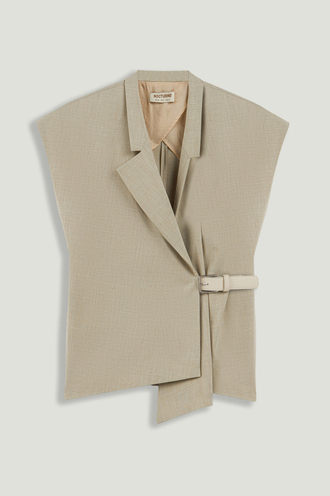 Belted Double-Breasted Sleeveless Woven Vest