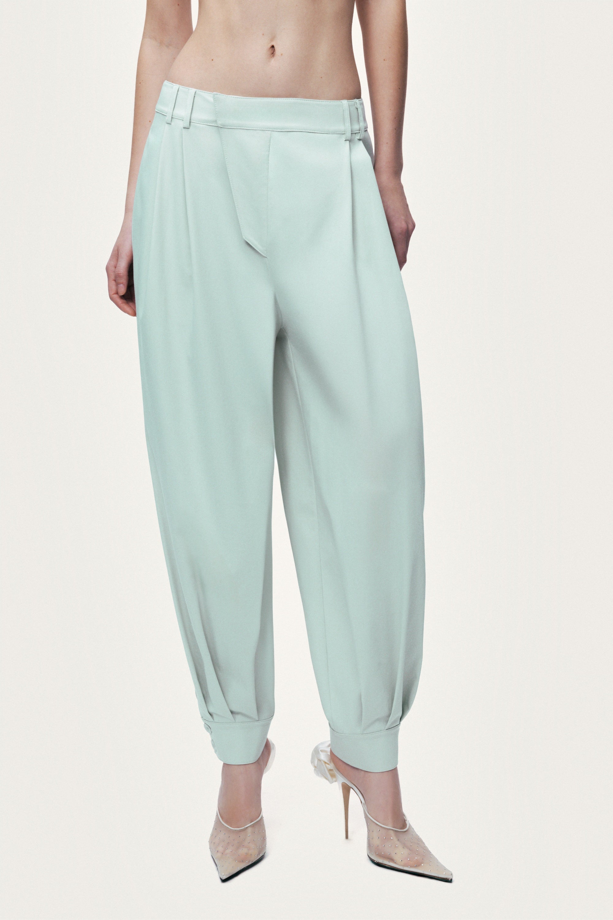 Draped High-Waist Harem Trouser