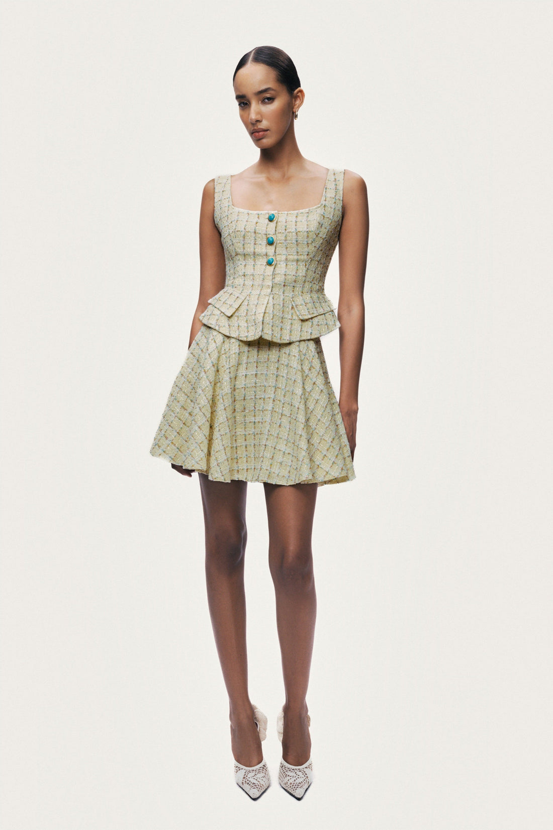 Button Accessory Tweed Bustier