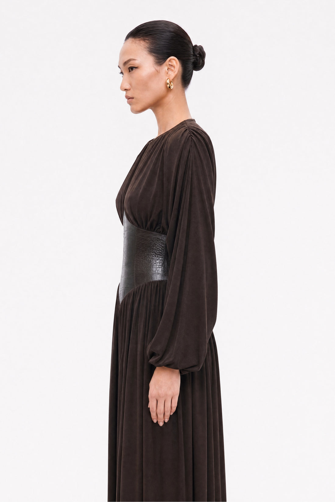 Leather Corset Maxi Dress