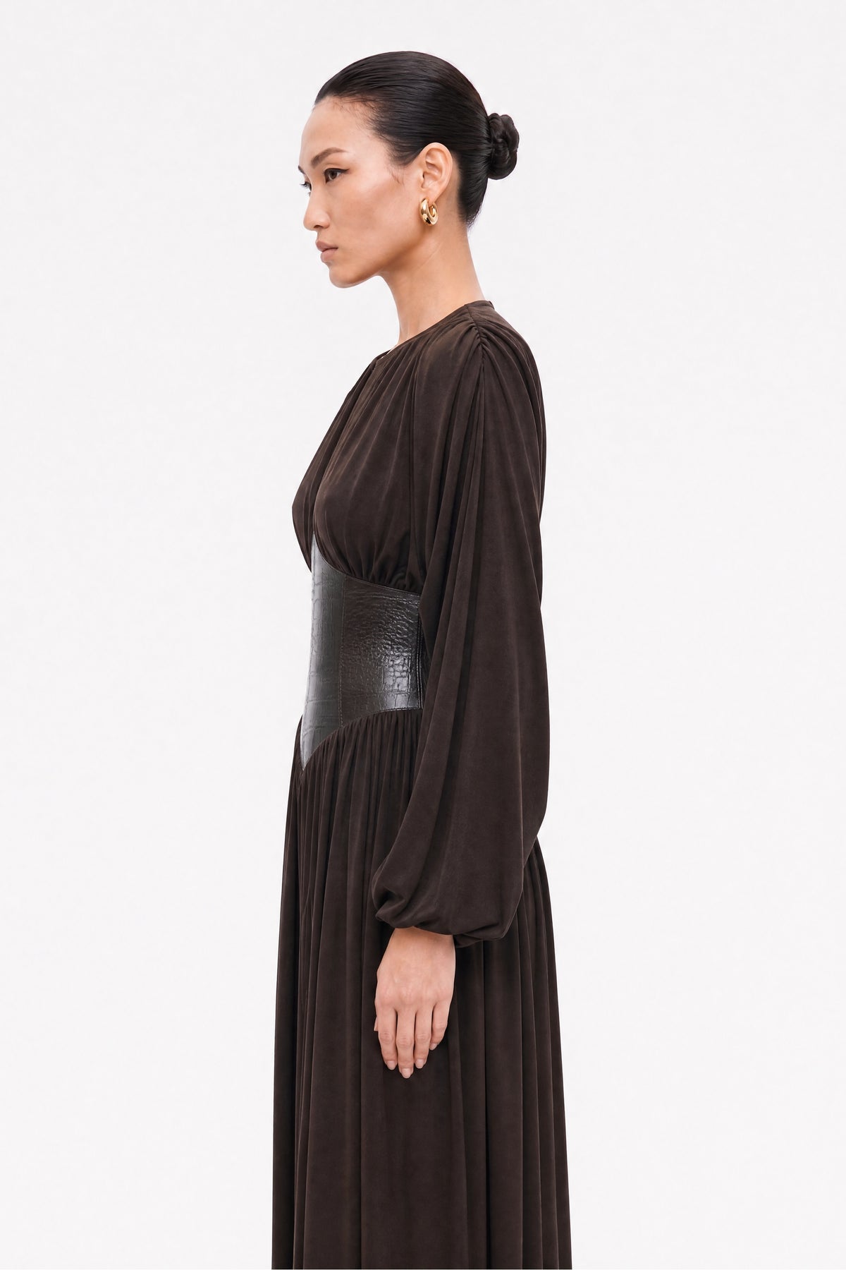 Leather Corset Maxi Dress