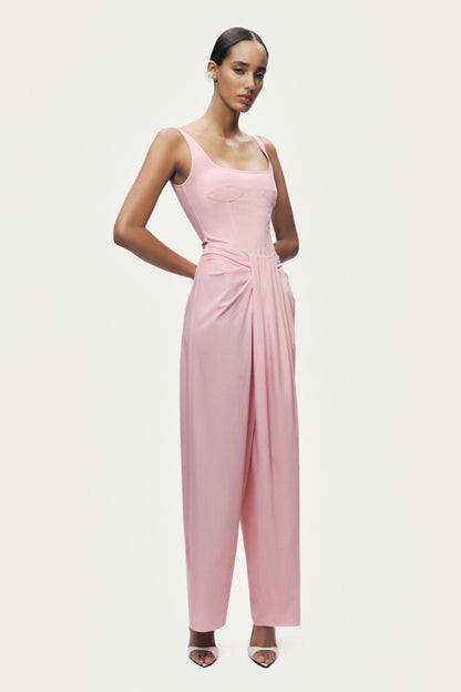 Pleated Detail Wide-Leg Trousers