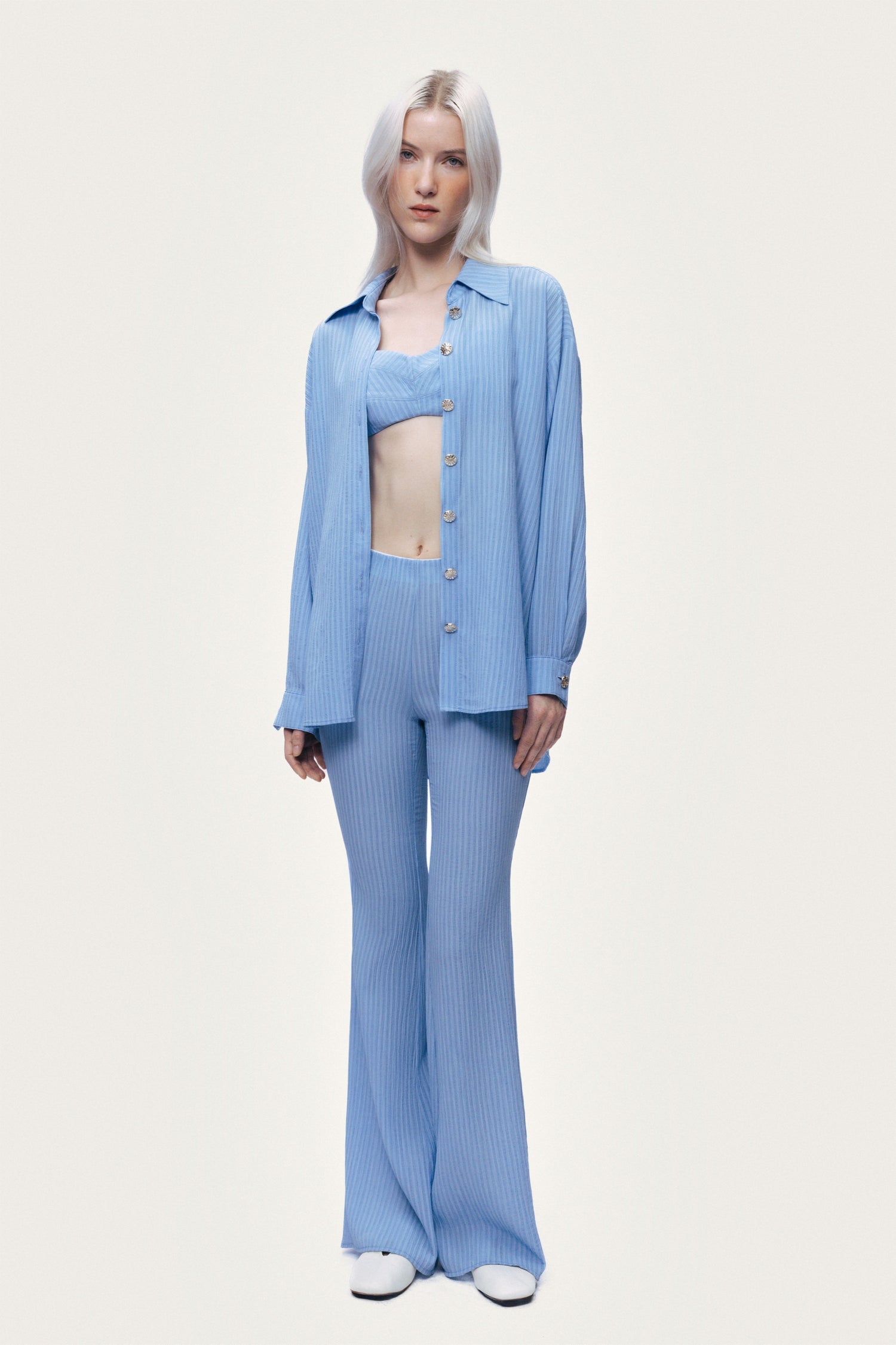 High-Waist Flare Trousers