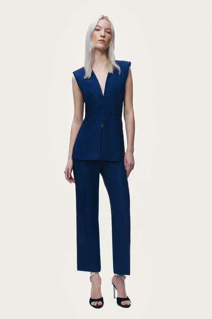 Padded Shoulder V-Neck Structured Vest