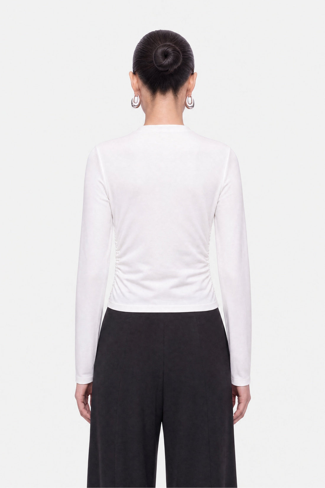 Ruched Metal Zip Blouse