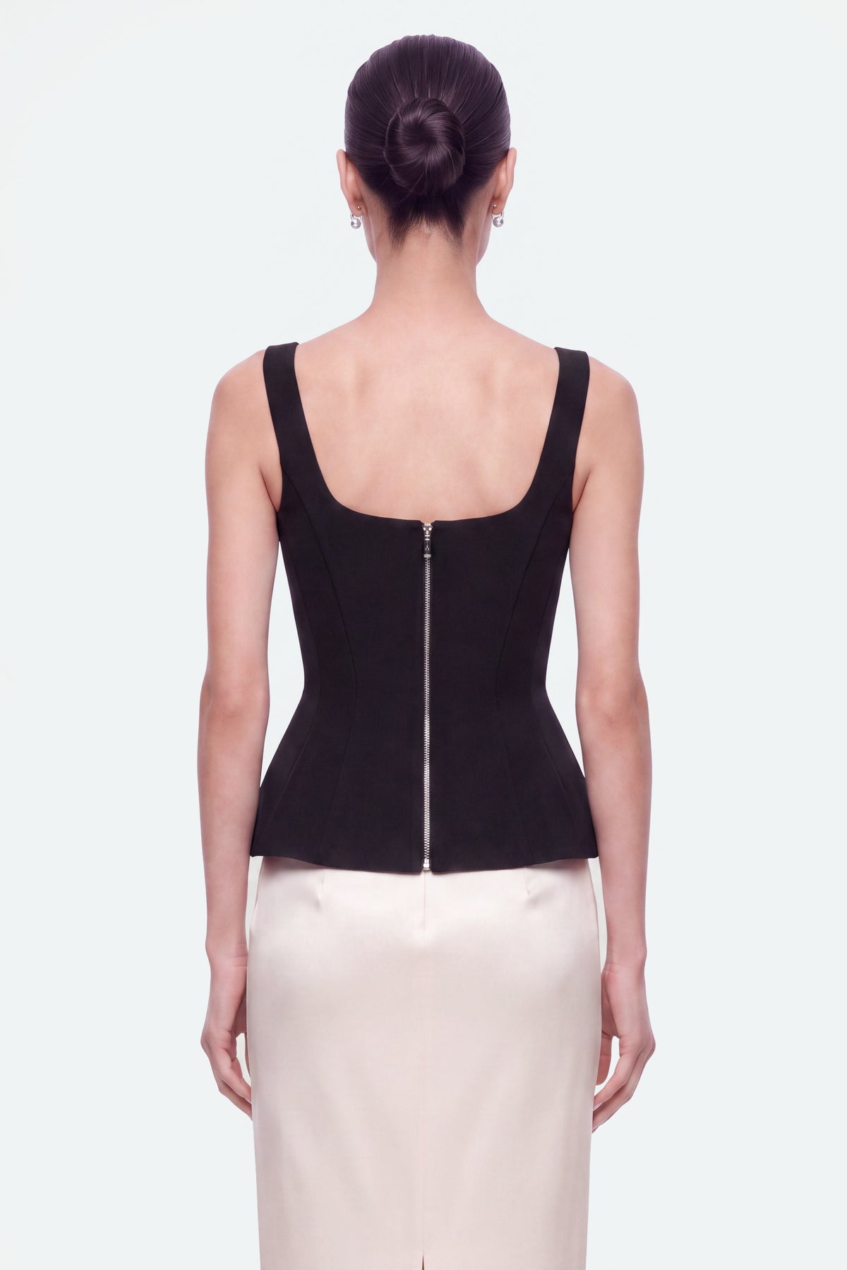 Boned Square-Neck Peplum Bustier Top