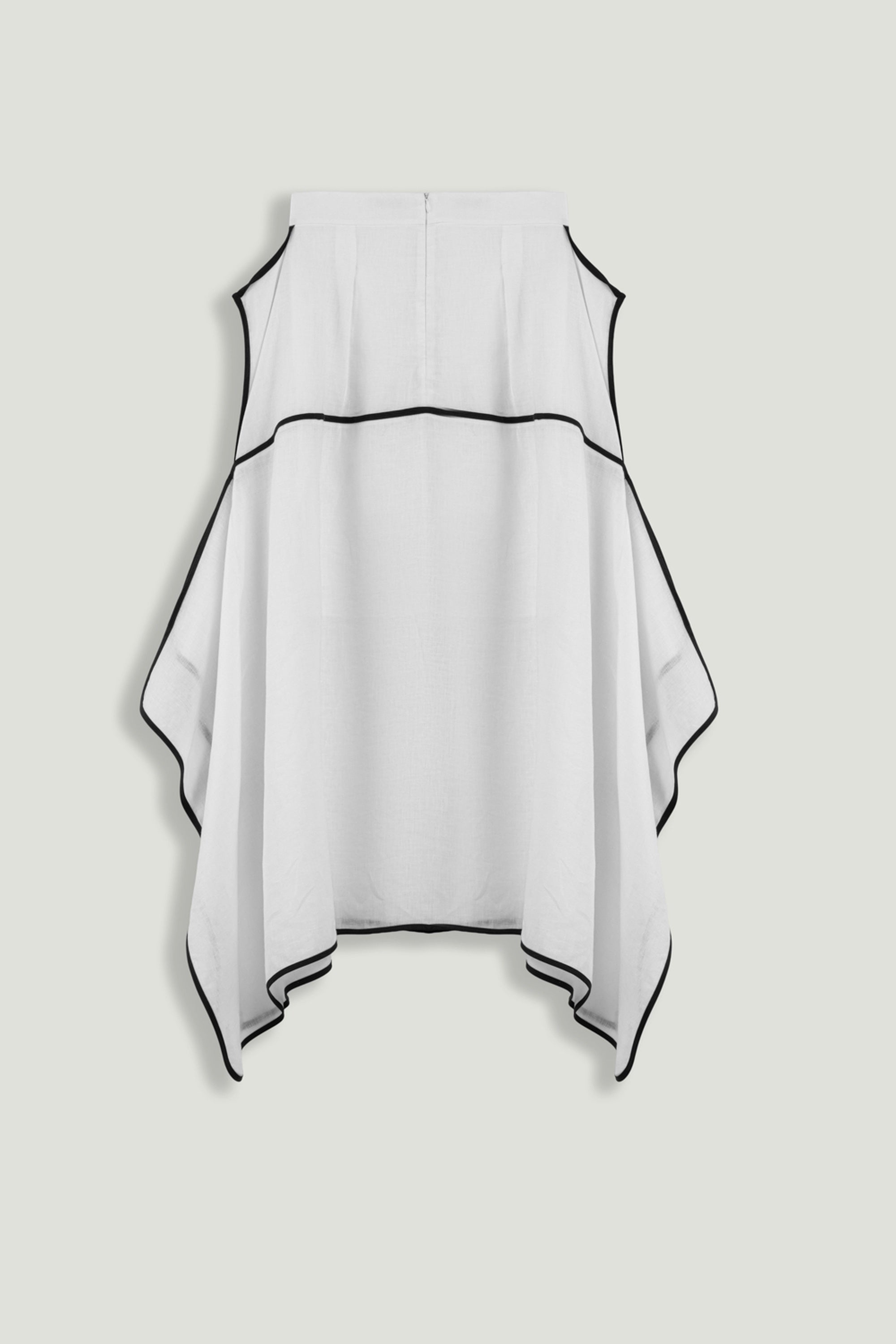 Contrast Trim Asymmetric Hem Skirt