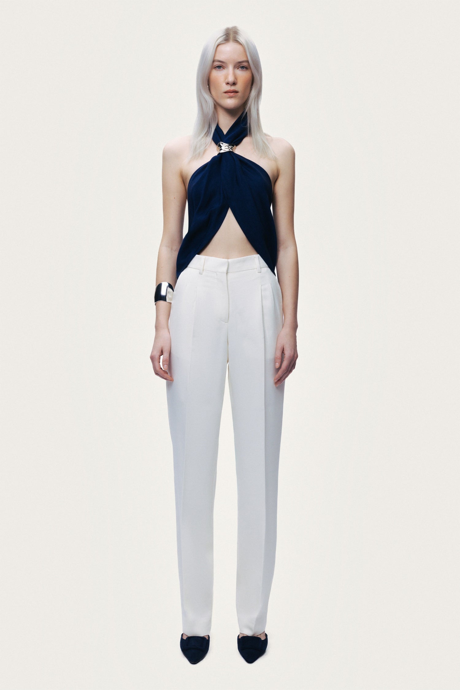 Neck-Tie Accessory Detail Backless Bustier
