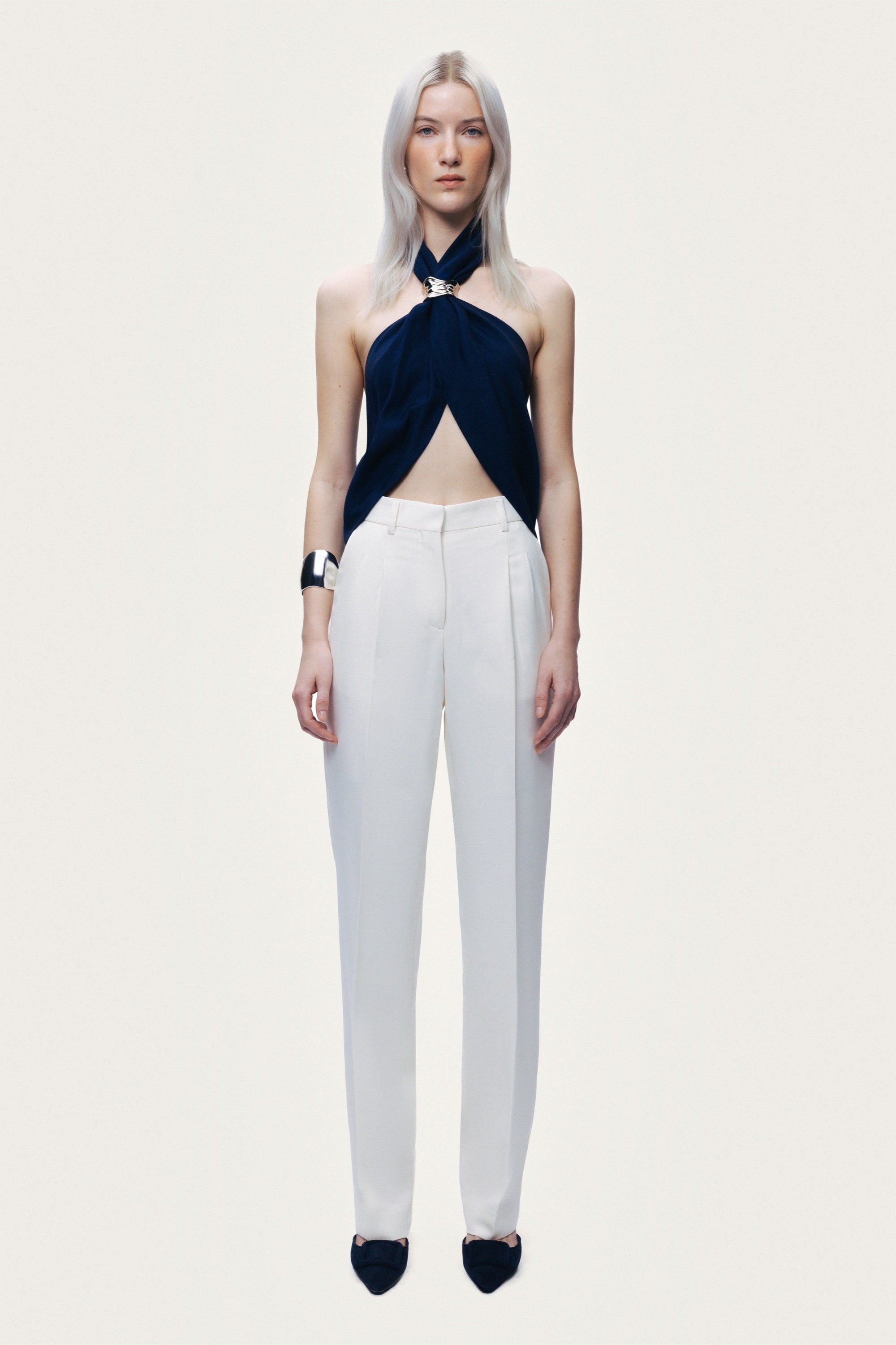 Neck-Tie Accessory Detail Backless Bustier