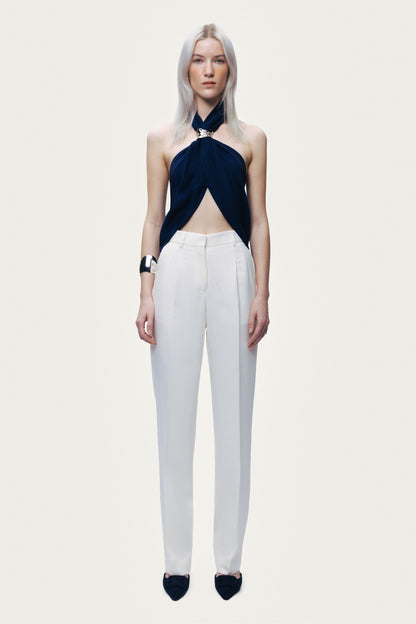 Neck-Tie Accessory Detail Backless Bustier