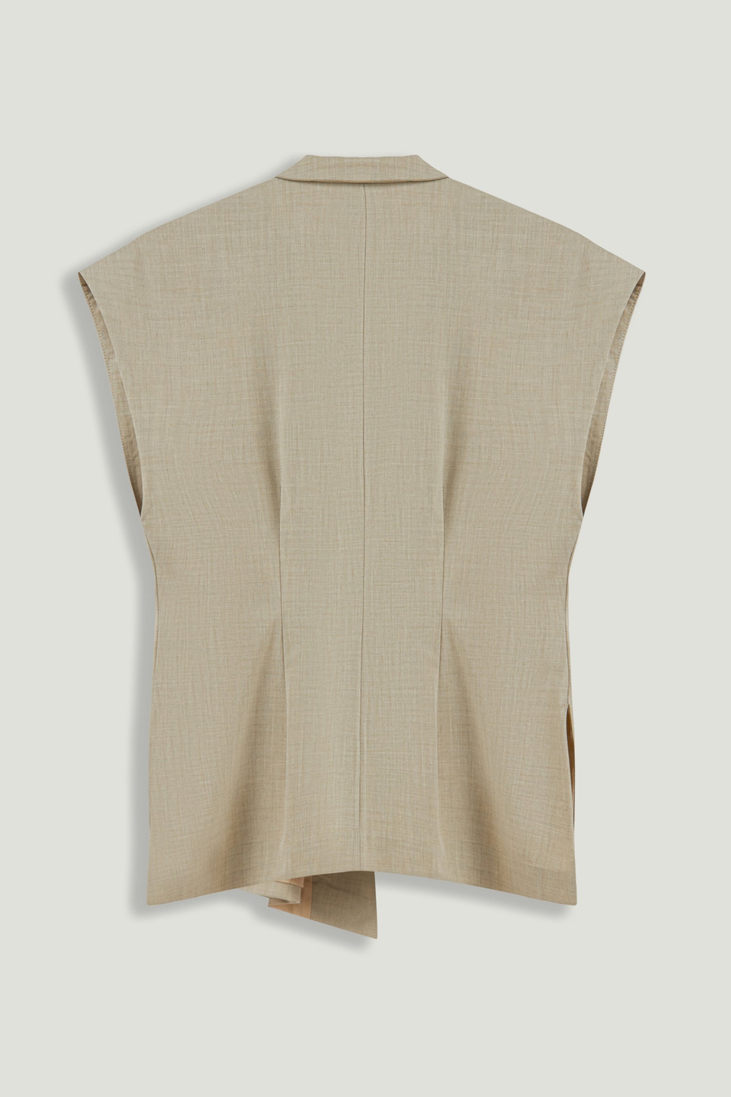Belted Double-Breasted Sleeveless Woven Vest