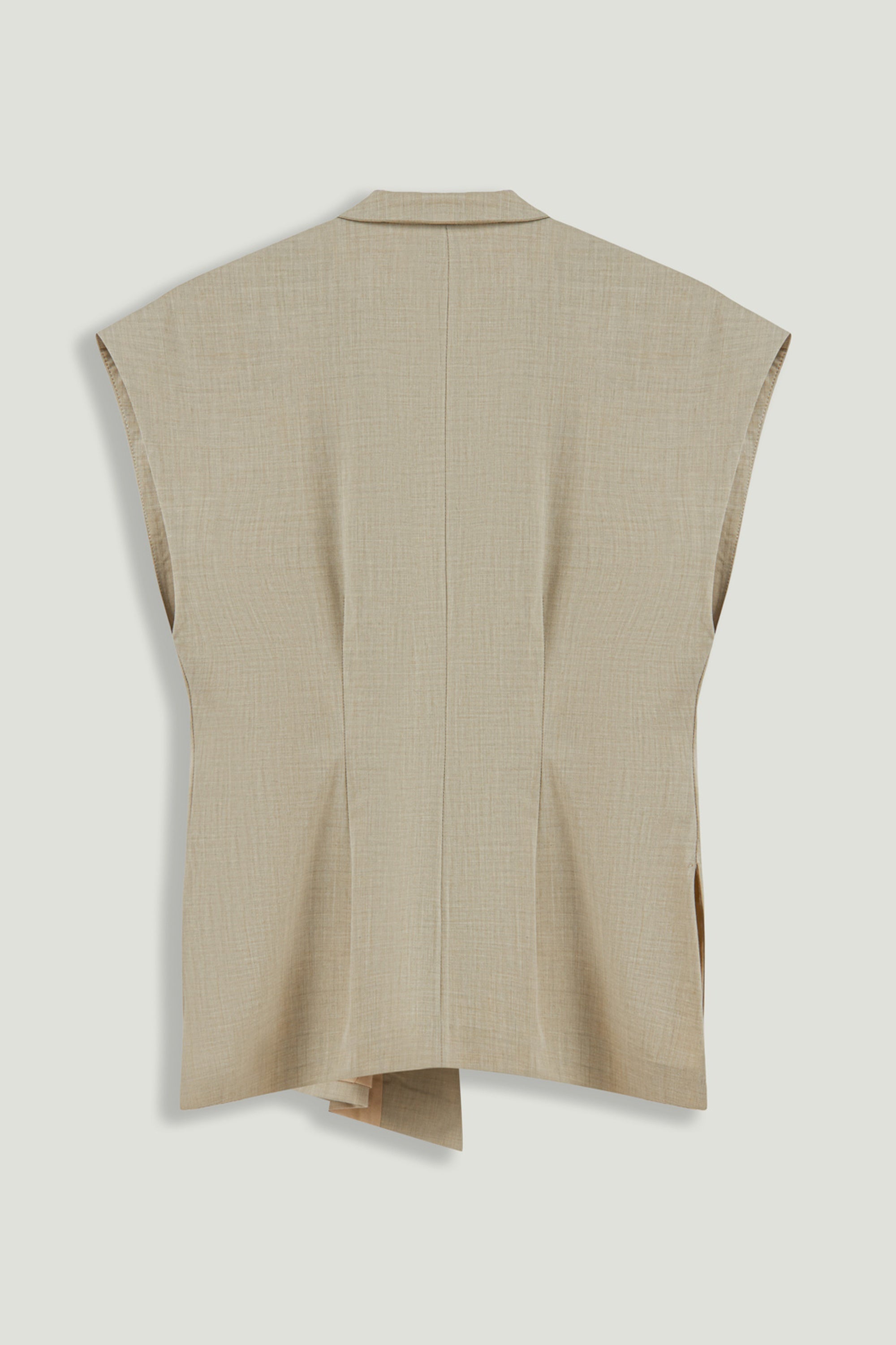 Belted Double-Breasted Sleeveless Woven Vest