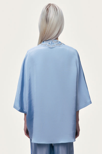 Stone Accessory Collar Detail Shirt