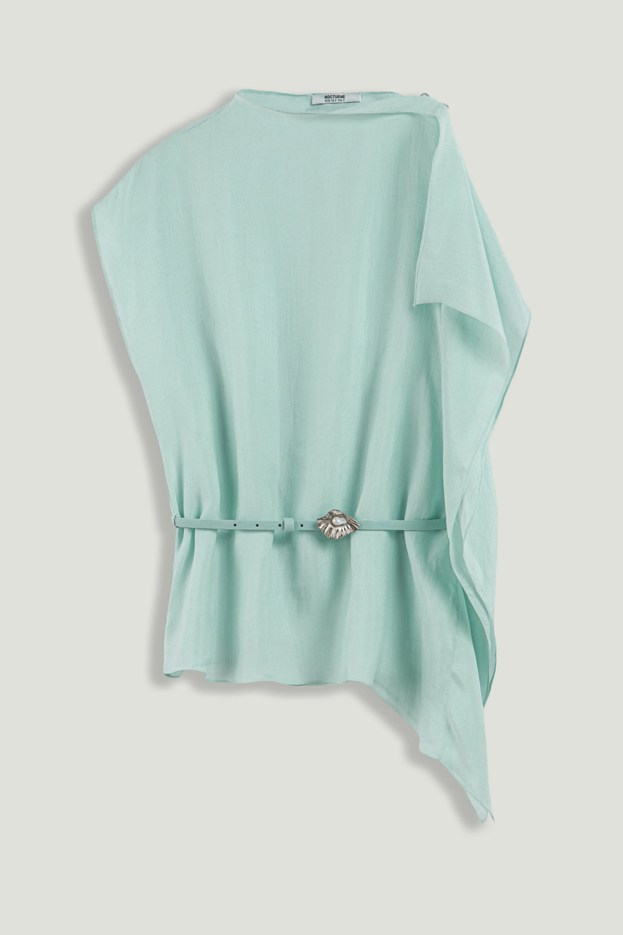 Belt Detail Asymmetric Blouse