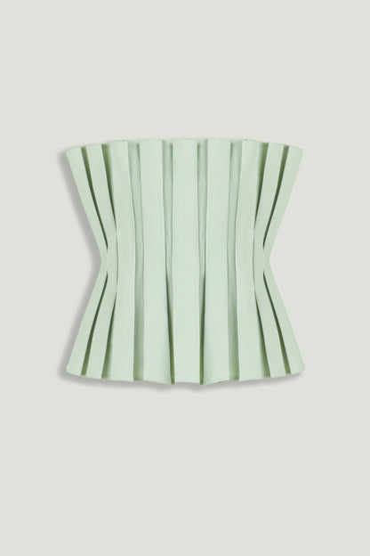 Mint Pleated Strapless Corset Bustier Top