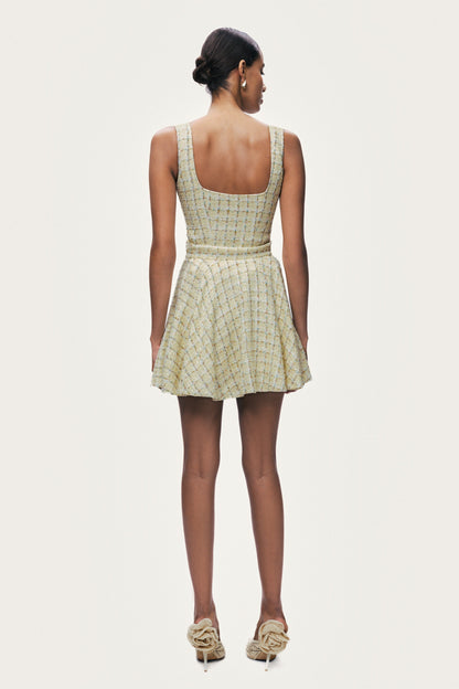 Pleated Frill Tweed Mini Skirt