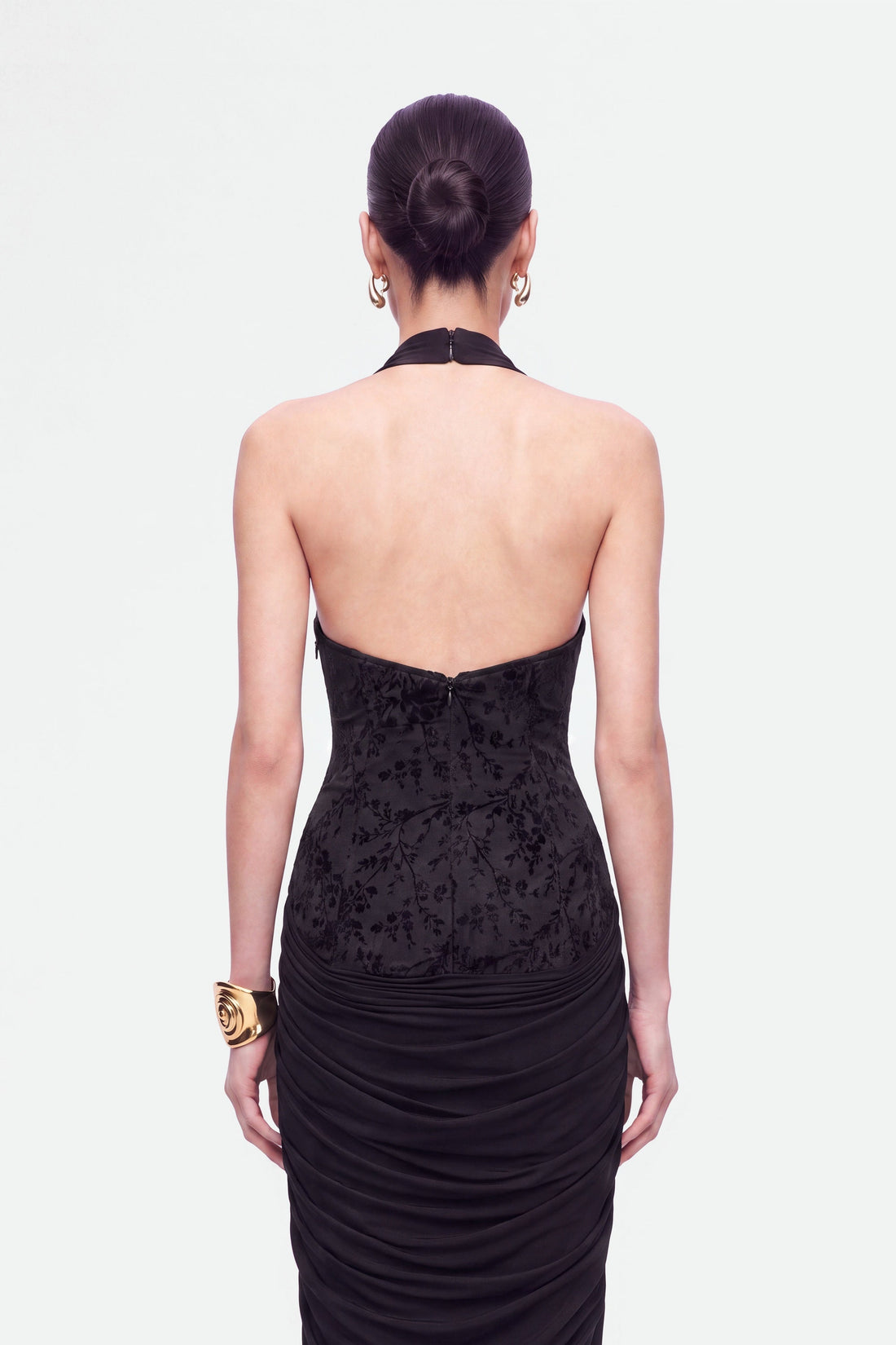 Jacquard Halter Neck Maxi Dress