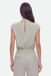 Collar Detail Sleeveless Bodysuit Blouse