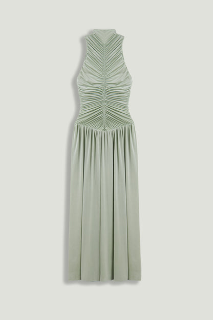 Draped High-Neck Maxi Dress