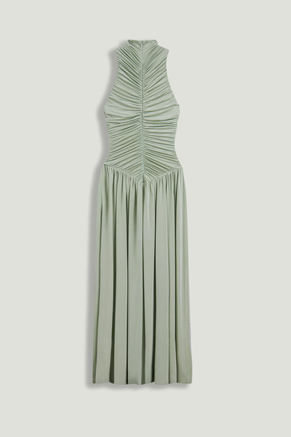 Draped High-Neck Maxi Dress