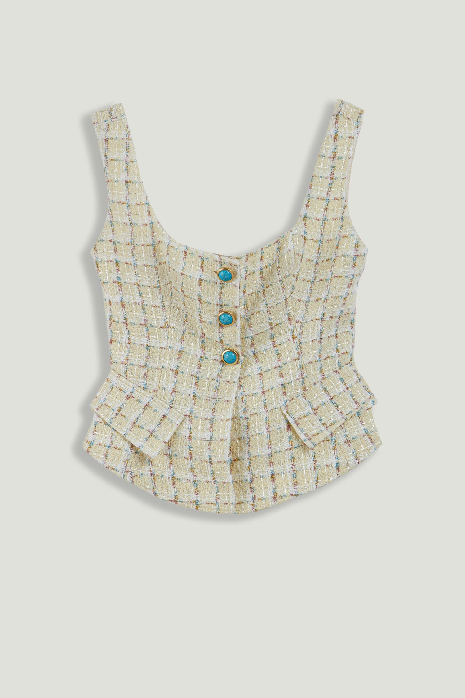 Button Accessory Tweed Bustier