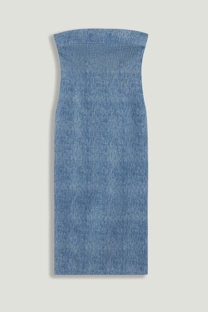 Stone Detail Strapless Midi Dress
