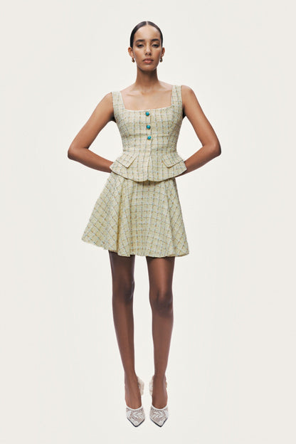 Button Accessory Tweed Bustier