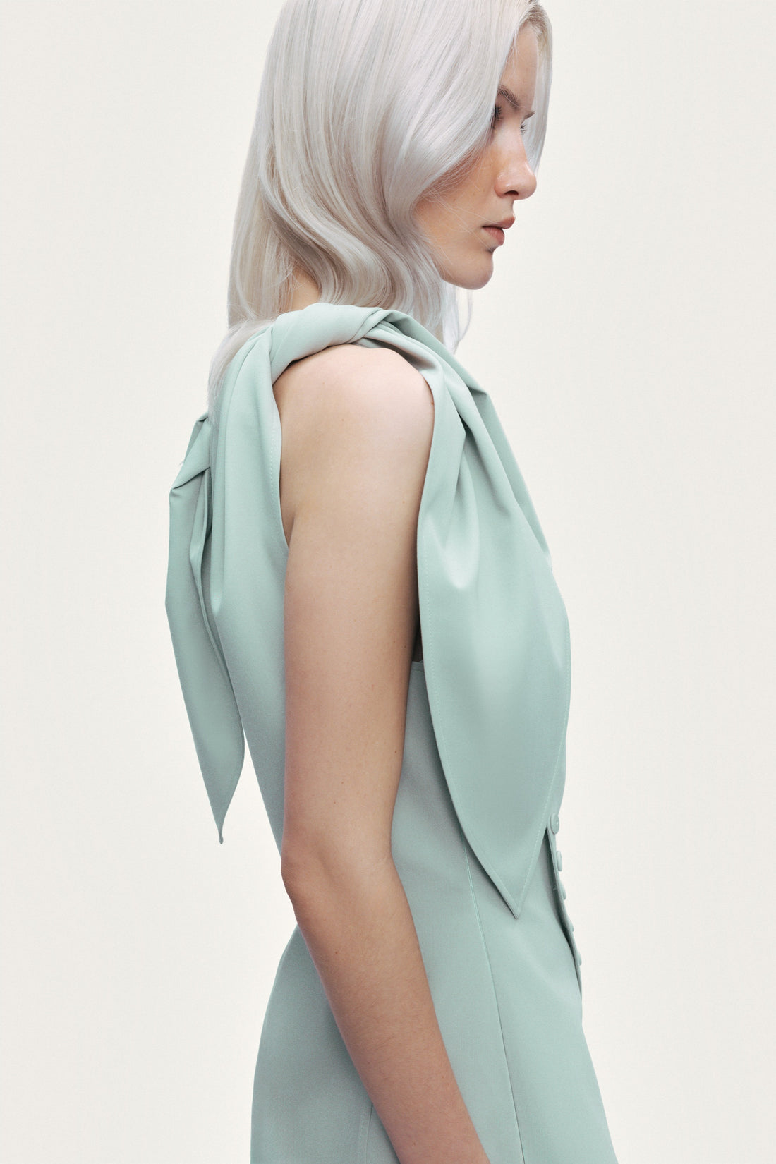 Detailed Shoulder Tie Blouse