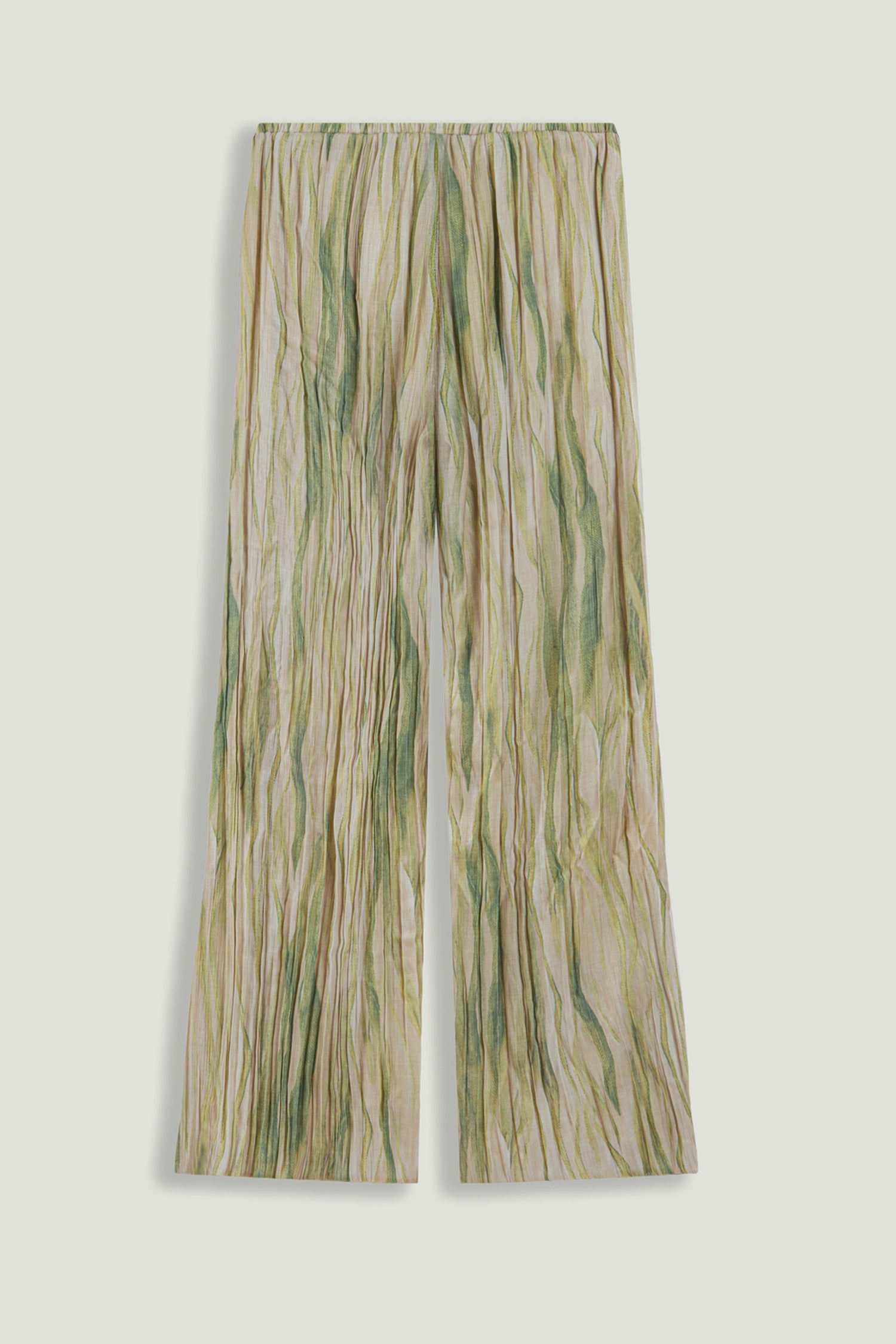 Green Abstract Print Straight Leg Trousers