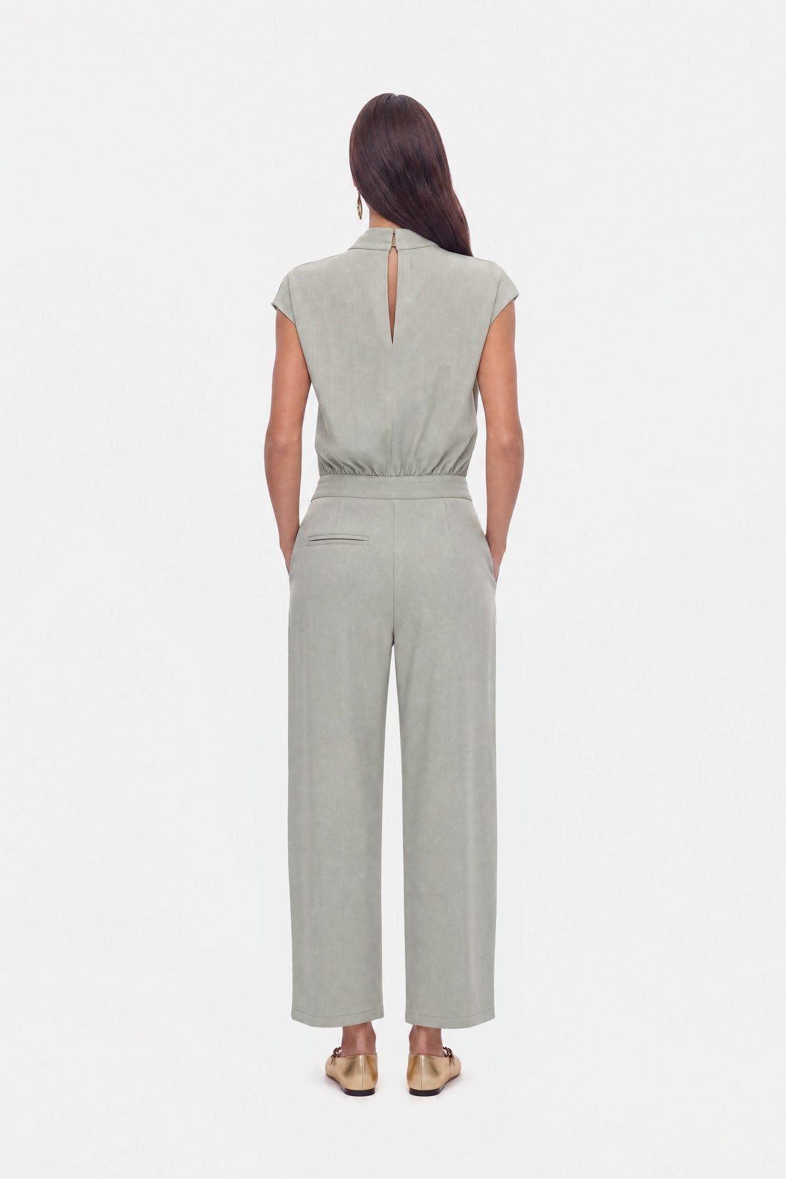 Collar Detail Sleeveless Bodysuit Blouse