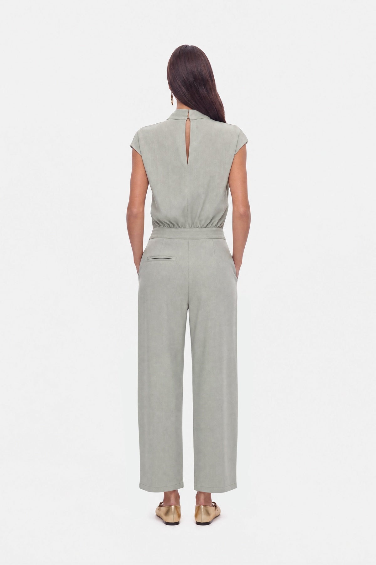 Collar Detail Sleeveless Bodysuit Blouse