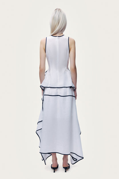 Contrast Trim Asymmetric Hem Skirt