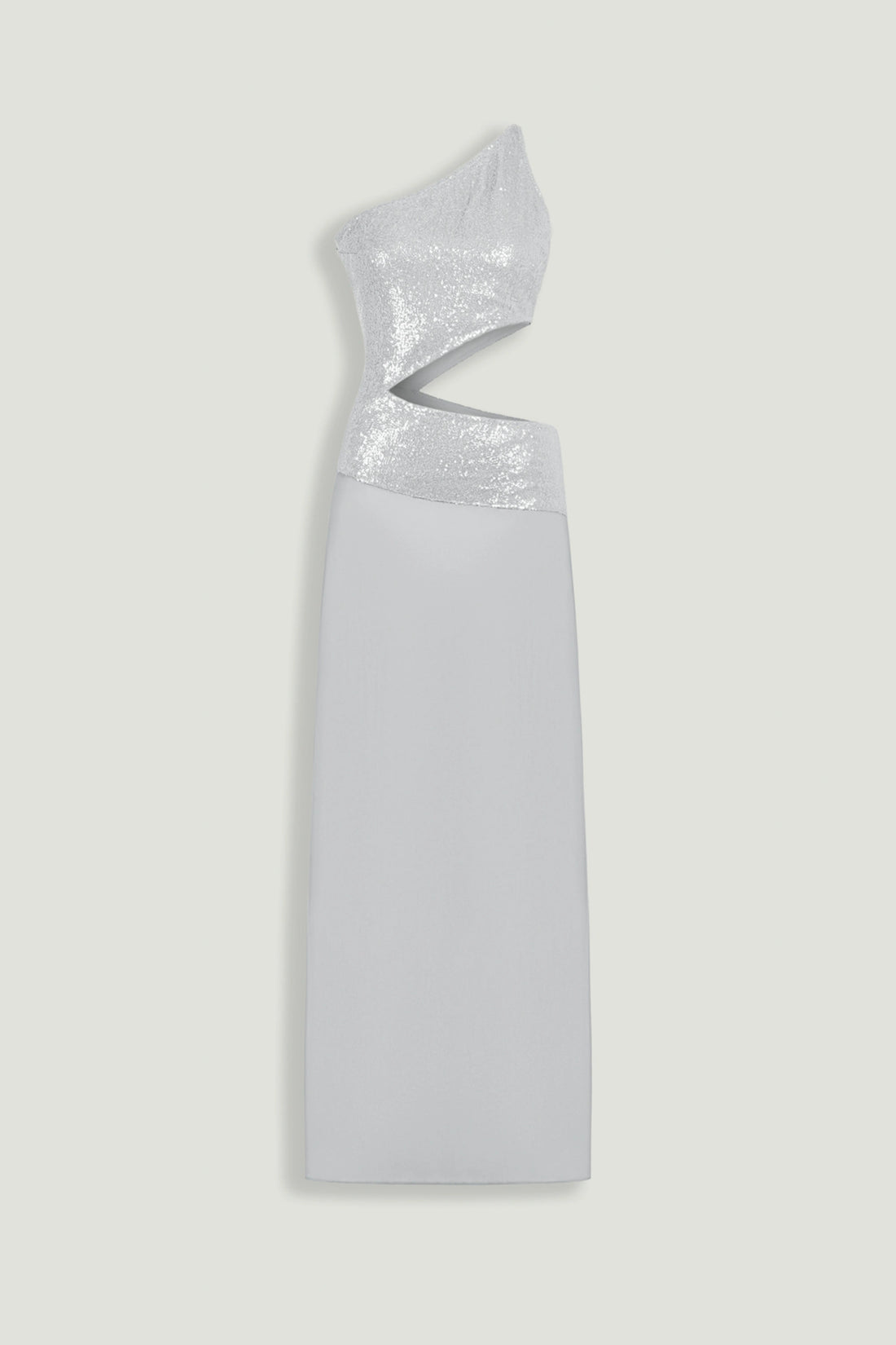 Sequin One-Shoulder Cutout Maxi Dress