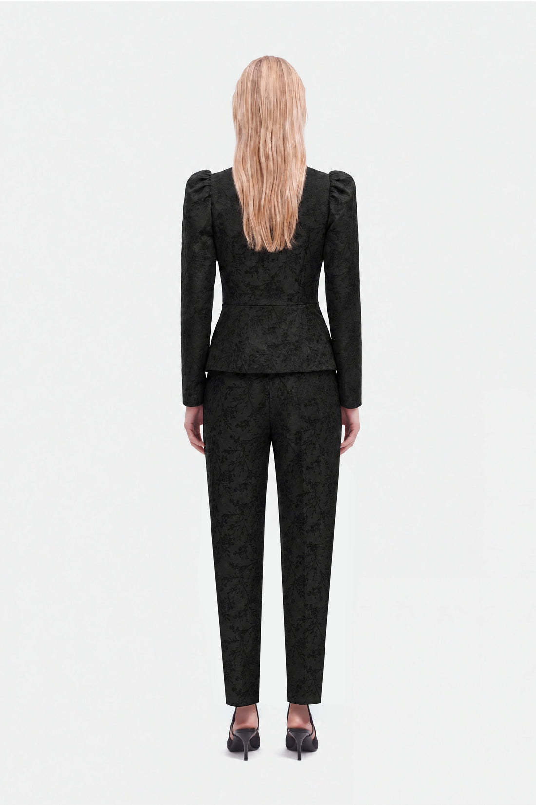 Jacquard Balloon Sleeve Wrap Jacket