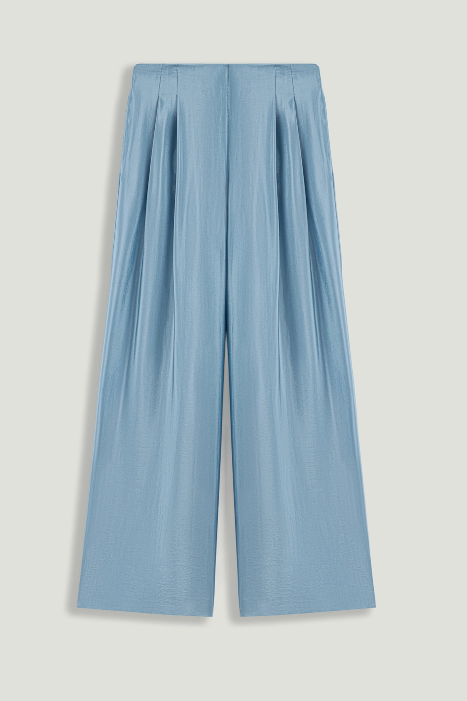 Blue Wide Leg Pleat Front Trousers